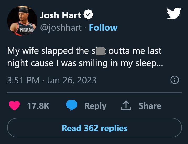 Was Josh Hart Cheating on His Wife in His Dreams? Josh Hart Details Why His Wife Allegedly Slapped Him