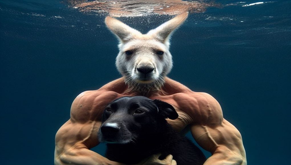 kangaroo-drowning-man