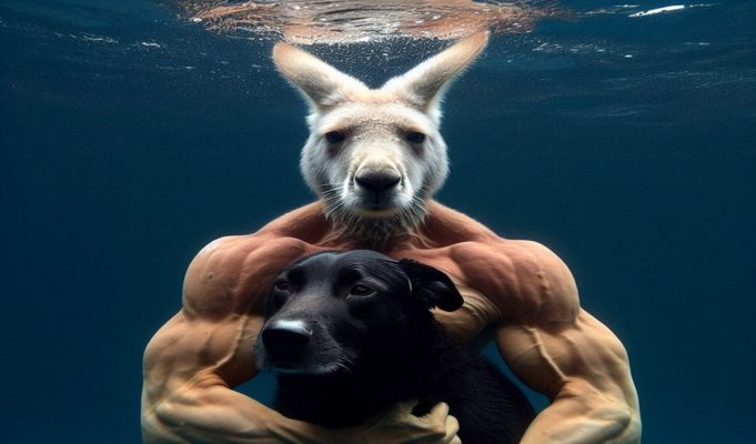 kangaroo-drowning-man