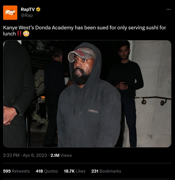 Why Kanye West's Donda Academy is Getting Sued for Only Serving Sushi at Lunch