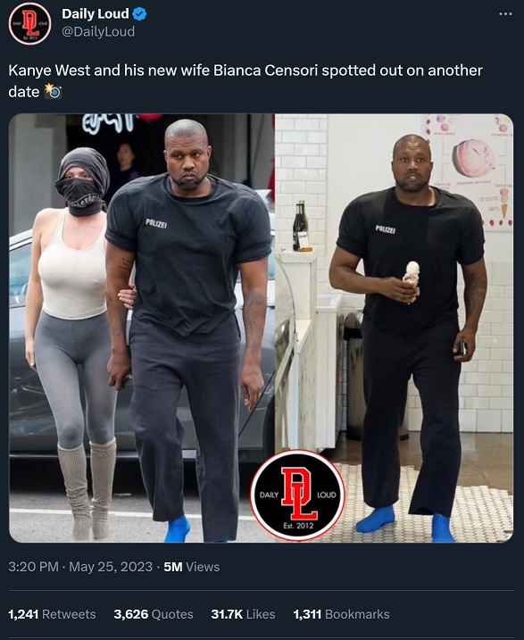 Was Kanye West Wearing Shoulder Pads to Look Like Johnny Bravo in New Picture with Bianca Censori?
