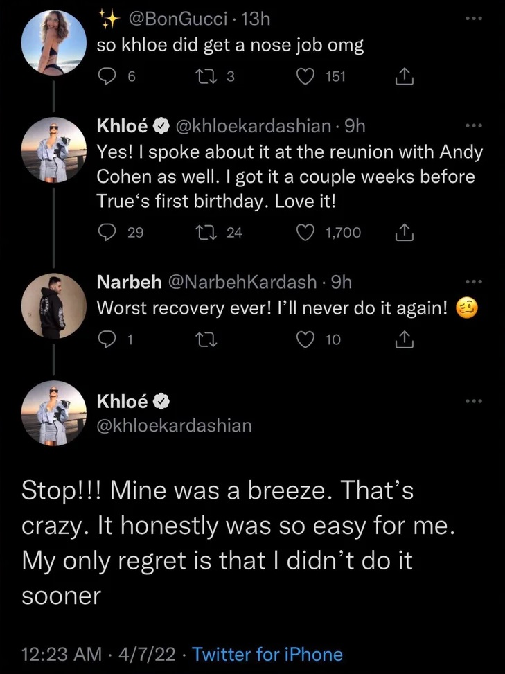 Khloe Kardashian nose collapsed