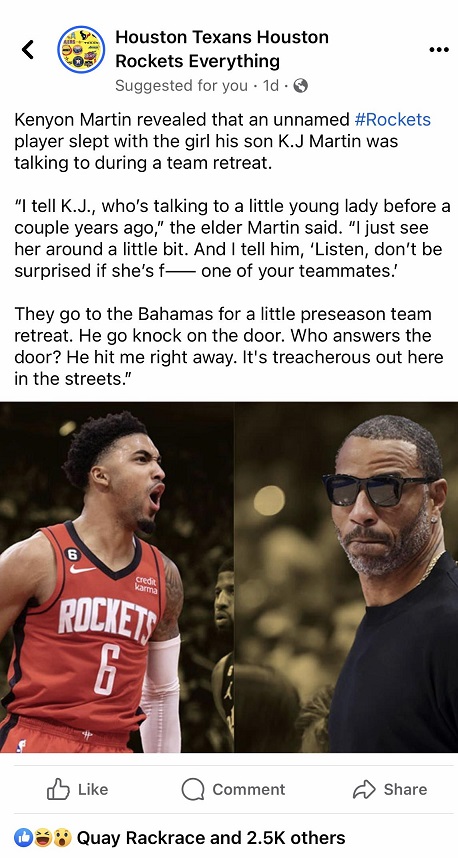 Story of How KJ Martin's Girlfriend Was Caught Cheating with His Rockets Teammate in Bahamas Goes Viral