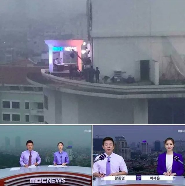 Korean News Station MBC Filming On Top Skyscraper Building Instead of Using Green Screen