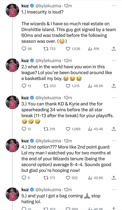 Kyle Kuzma's Beef with Spencer Dinwiddie Goes Viral After Spilling onto Social Media