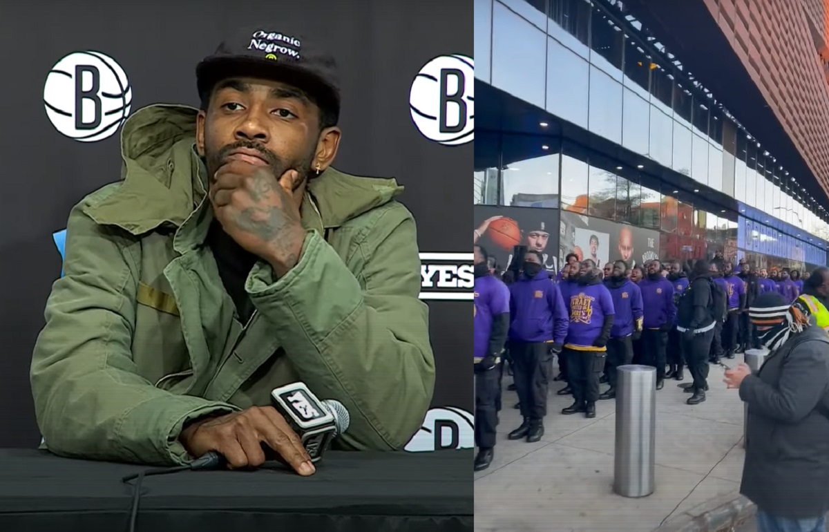Kyrie Irving Shuts Down Reporter's Trick Question About IUIC Israel United in Christ Group Outside Barclays Center