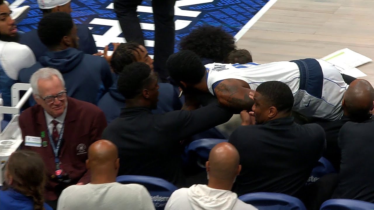 Timberwolves' Bench Catches Kyrie Irving in MidAir Saving Him During