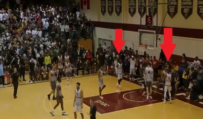 Lebron James Watches Dejounte Murray Squash Beef with Paolo Banchero During Game at CrawsOver Pro-Am