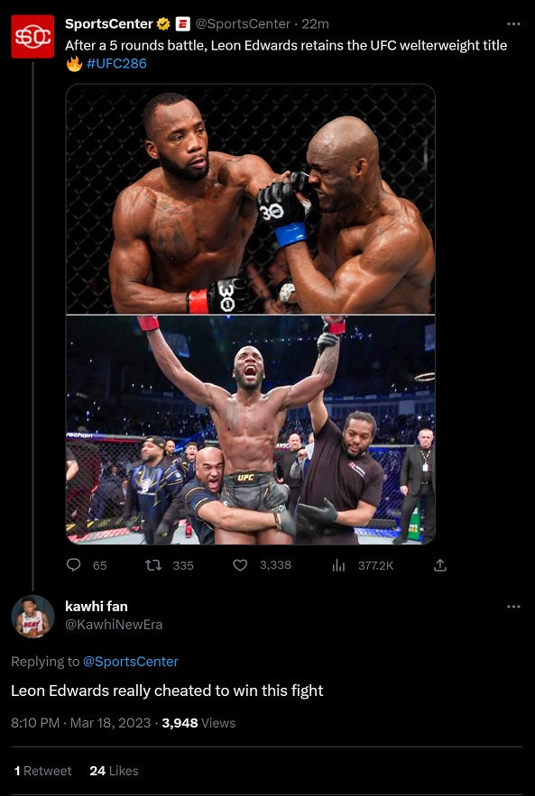 Leon Edwards cheating to beat Kamaru Usman at UFC 286 evidence