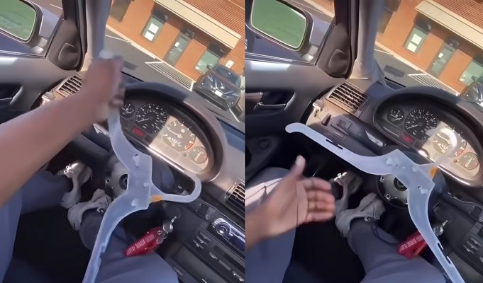 Man Using Plastic Hanger as Steering Wheel Goes Viral