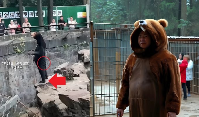 man-wearing-bear-costume-chinese-zoo