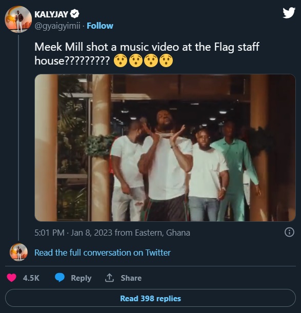 Meek Mill Accused of Disrespecting Ghana After Shooting Music Video at Flagstaff Jubilee House