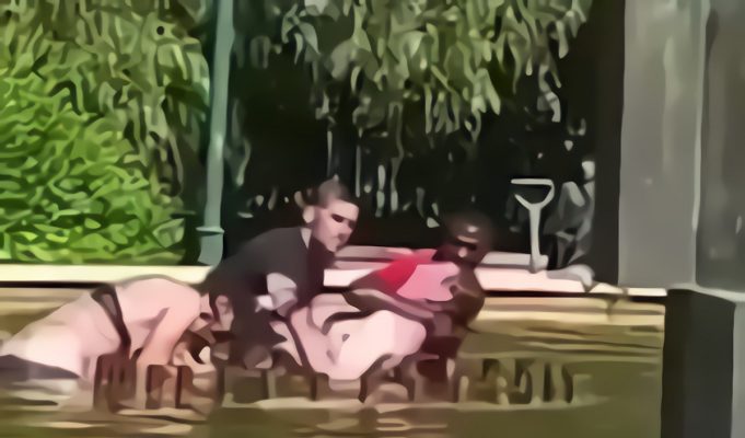 Viral Video Shows Two Men Beat Up Man Trying to Drown Woman Inside a Public Water Fountain Saving Her Life