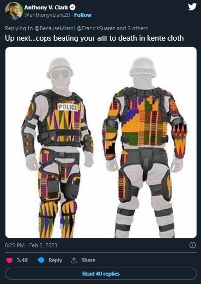 Black Twitter reacts Miami Mayor Ponzi Postalita Francis Suarez's black history month police cruiser with Kente Cloth Designs