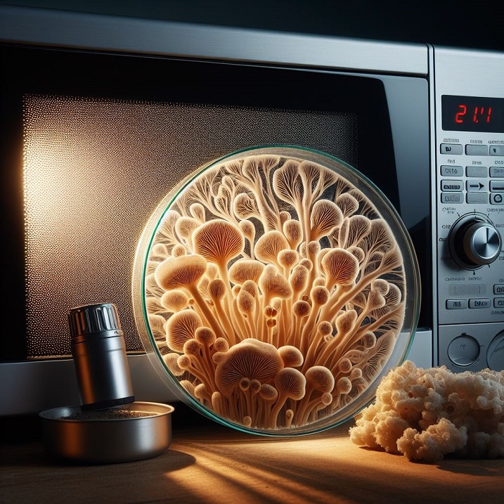 fungus in a tray after being microwaved