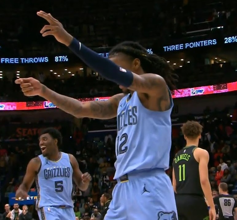 Ja Morant Does Gun Celebration During Grizzlies vs Pelicans