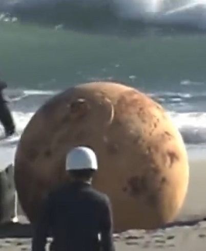 Alien technology Conspiracy Theory Trends After Rusted Metal Sphere Washed Up Causing Japan to Shut Down Beach in Shizuoka