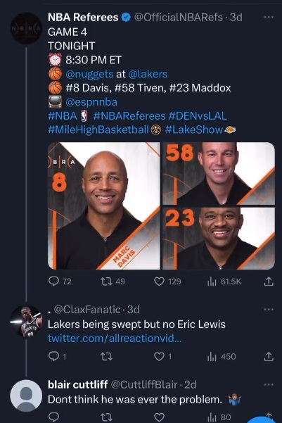 Why People Believe NBA Referee Eric Lewis' Burner Account @CuttliffBlair, aka Blair Cuttliff on Twitter Got Exposed