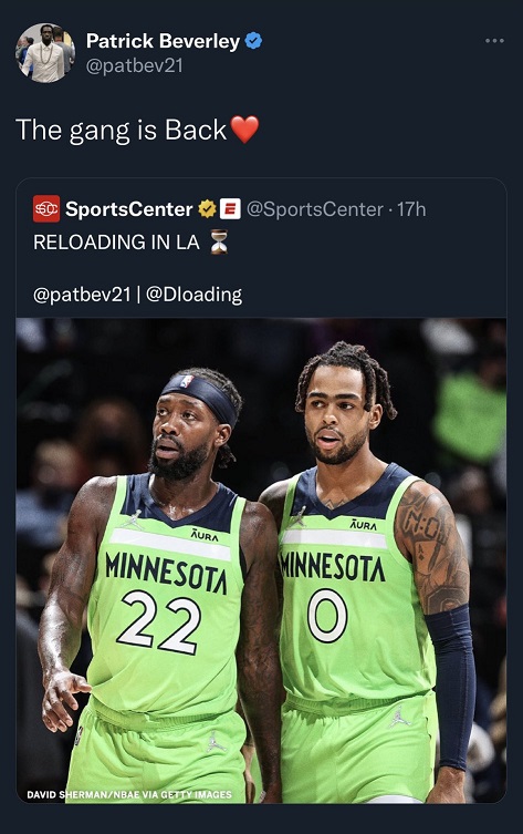 Heartless Lakers Trade Patrick Beverley a Few Hours After His 'The Gang is Back' Tweet Celebrating D'Angelo Russell's Reunion as Teammates