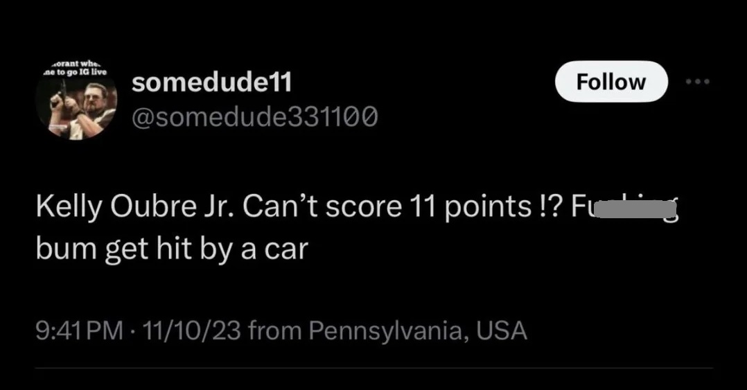 A Philadelphia Twitter User Said He Hoped Kelly Oubre Jr. Gets Hit by