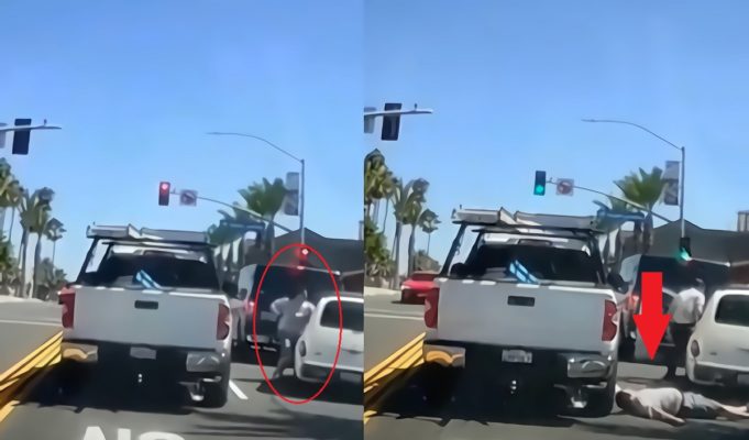 Road Rage Gone Wrong Video Shows Man Driving a PT Cruiser Knockout Angry Truck Driver Who Started Fight