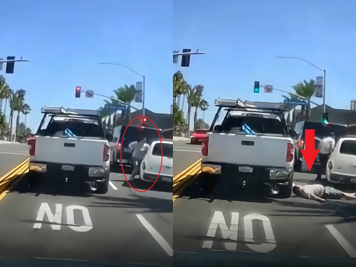 Road Rage Gone Wrong Video Shows Man Driving a PT Cruiser Knockout Angry Truck Driver Who Started Fight