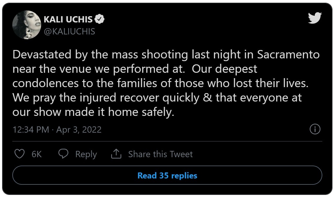Kali Uchis Reaction to Video of Sacramento Mass Shooting Near Her Concert and Kings Arena.
