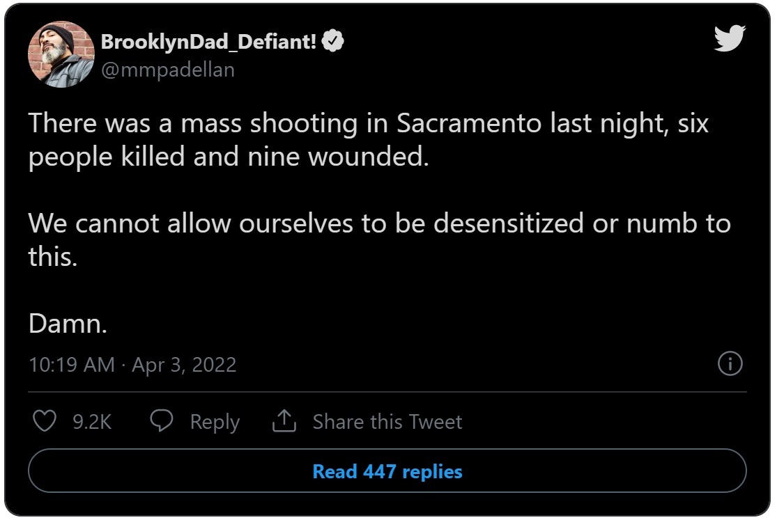 Reaction to Sacramento mass shooting video.