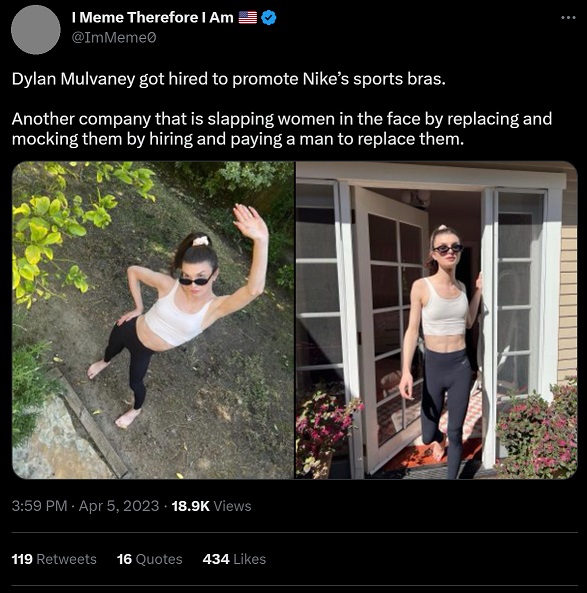 Nike Accused of 'Trolling Women' for Hiring Trans Woman Dylan Mulvaney to Promote Sports Bras, Leggings, and female products