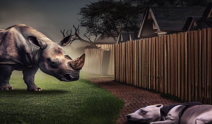 rhino-waking-up-sleeping-dog
