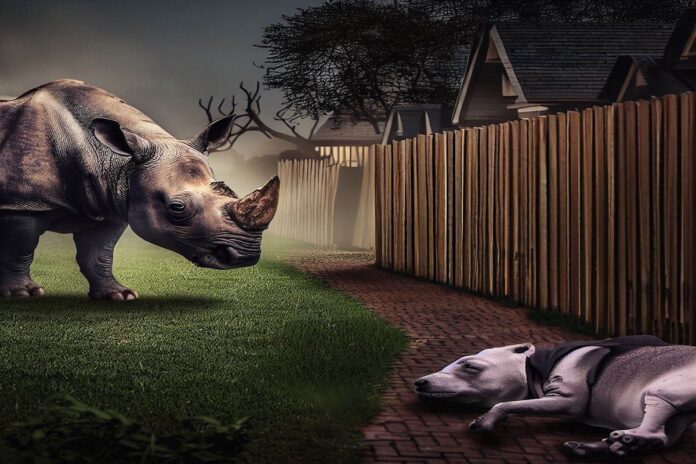 rhino-waking-up-sleeping-dog