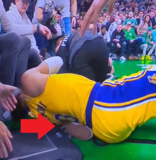 Camerawoman Almost Breaks Leg Stuck Under Russell Westbrook's Body During Celtics vs Lakers Chaos