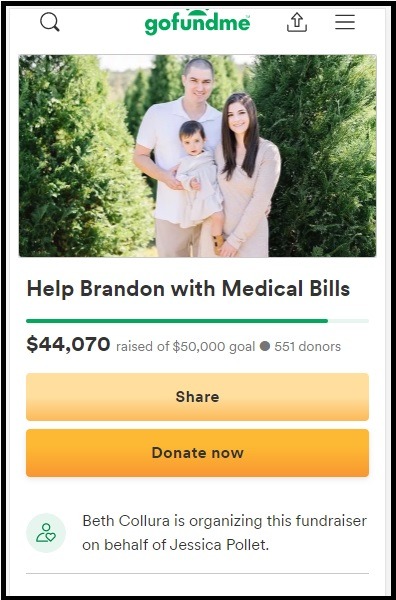 Details on Brandon Pollet GoFundMe Campaign Started Before His Death. Did Doctors Confirm if a Pfizer COVID Vaccine Side Effect Killed Brandon Pollet?
