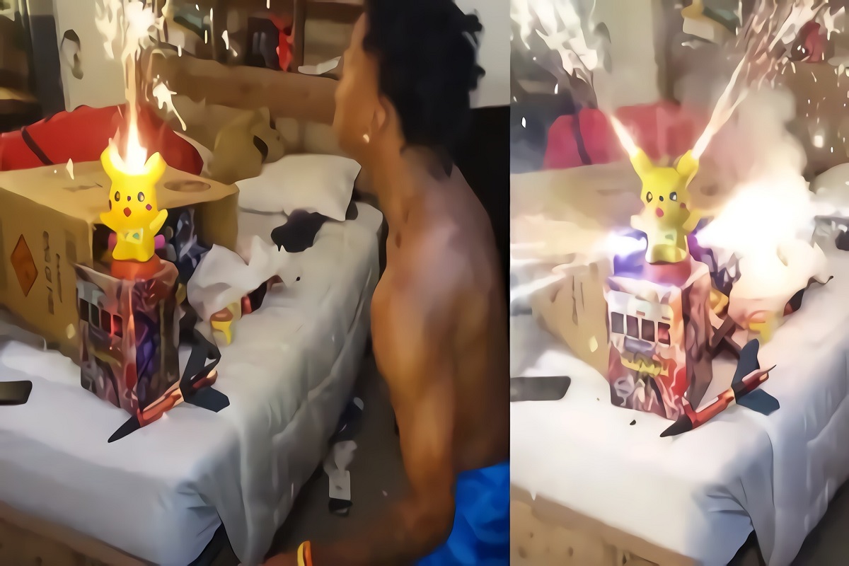 Video: KSI Reacts to Speed Setting Off Firework Pikachu in Room Causing Dangerous Explosion on Twitch Stream