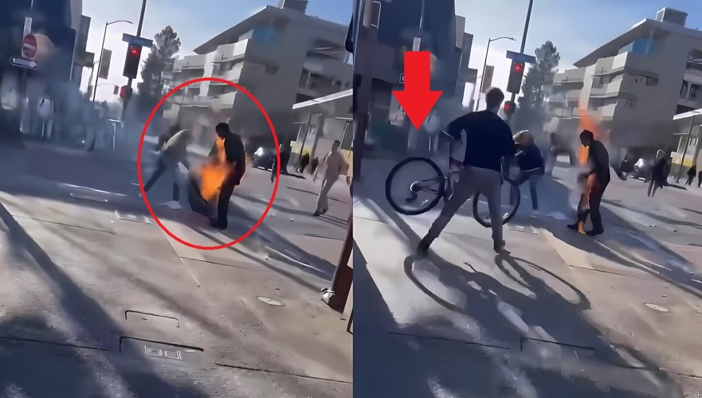 student-throws-bike-at-man-on-fire-at-uc-berkeley
