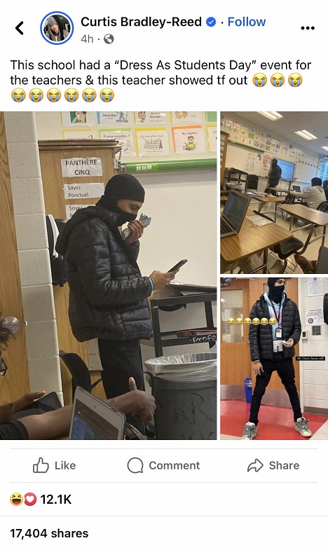 Teacher named Mr. Davis Dressed as Rapper for "Dress as Students Day" Goes Viral
