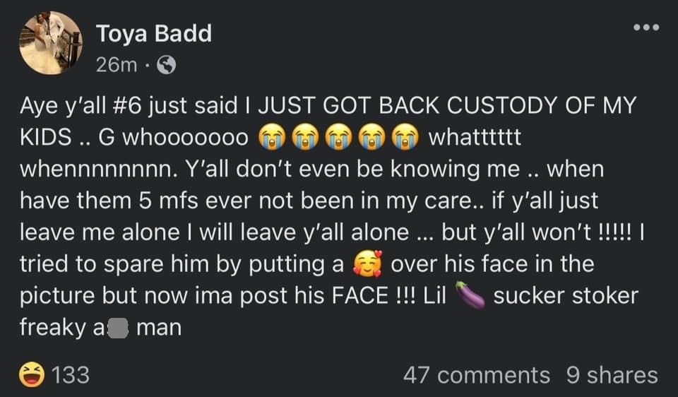 Woman Named Toya Badd Exposing All of Her Husband's Friends One by One in Facebook Thread