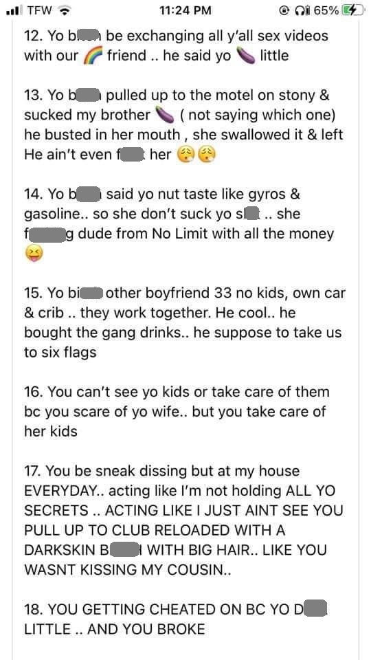 Woman Named Toya Badd Exposing All of Her Husband's Friends One by One in Facebook Thread