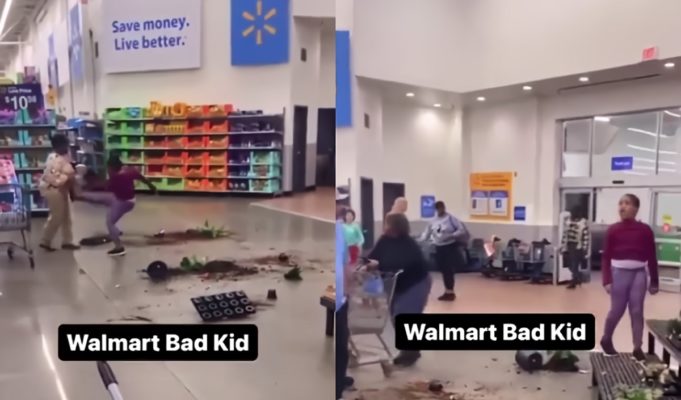 Bad Kid at Walmart Kicking Her Grandmother, Destroying Store, and Throwing Things at Customers Goes Viral