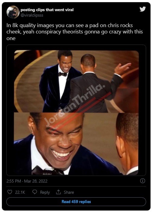 Photo of Chris Rock's cheek pad at Oscars.