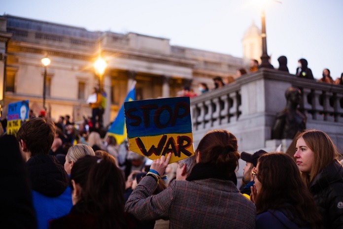 People Protesting Ukraine War in London.