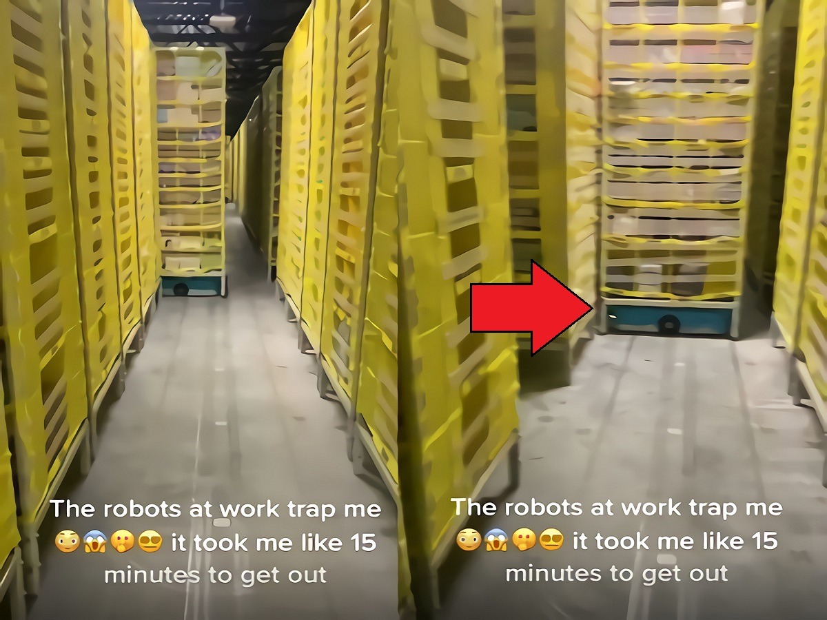 Did Amazon Robots Gain Consciousness? Video Shows Amazon Robot Shelves Trapping an Employee Inside a Warehouse. Scary Video Shows Robotic Warehouse Shelve Trapping an Amazon Employee Strategically.