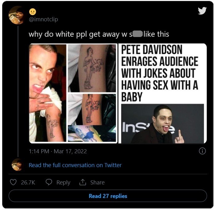 Pete Davidson's Pedophile Jokes Sparks Viral 'White Privilege' Discussion on Social Media.