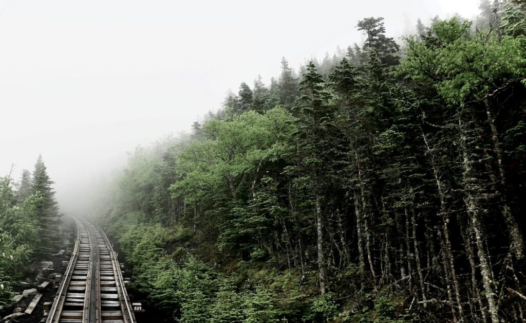 Creepy Abandoned Train Track in White Mountains National Forest in New Hampshire United States