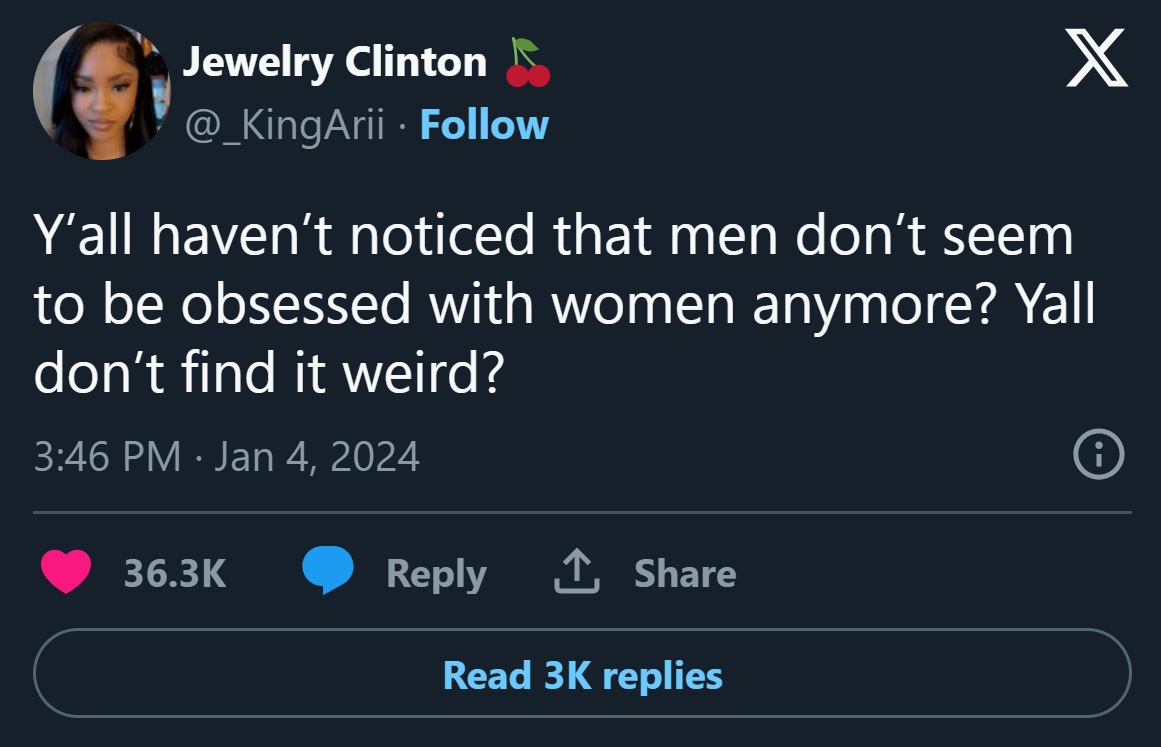 Women are Wondering Why Men Aren't Obsessed with Women Anymore
