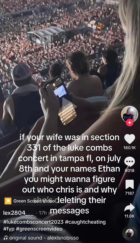 Alleged Cheating Wife Caught at Luke Combs Concert in Section 331 Goes Viral after Fan Exposes Her