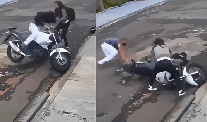 Video Shows How a Woman Prevented a Male Bike Thief From Stealing Her Motorcycle in Broad Daylight