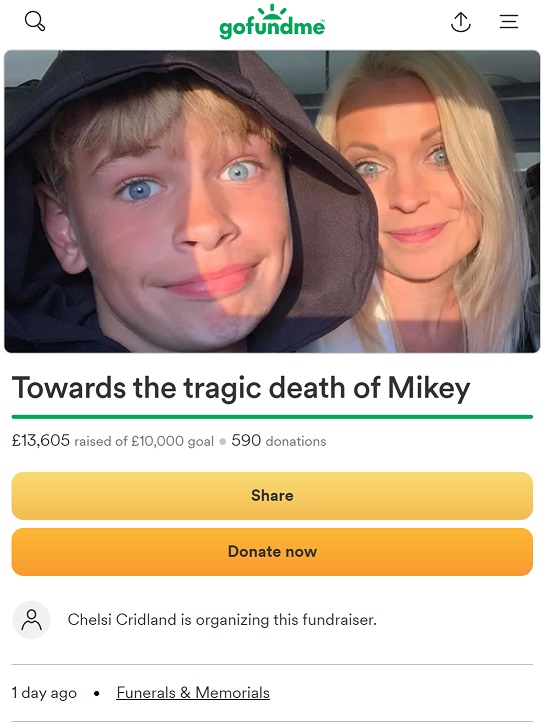 16 Year Old Drill Rapper 'YM' aka Mikey Roynon GoFundMe details
