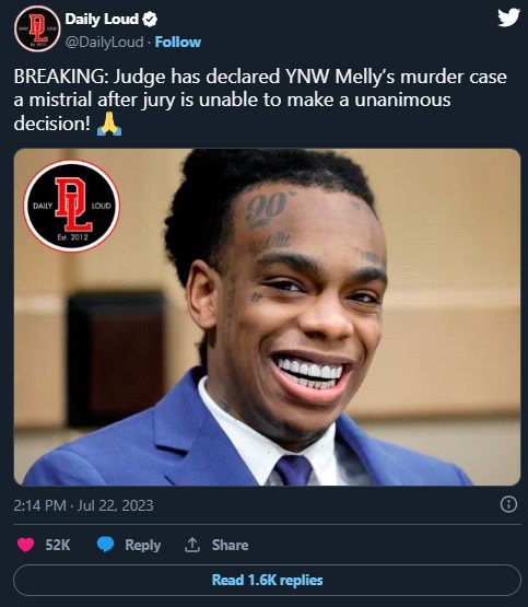 YNW Melly Meme Reactions Trend After Mistrial Verdict, But Here's Why He Might Not Be Free