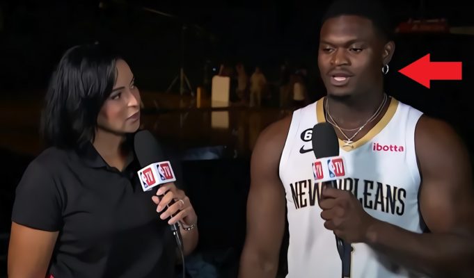 Zion Williamson's Giant Hoop Earring Looking like Michael Jordan's at Pelicans Media Day Press Conference Goes Viral